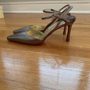 Gold or pewter Anne Klein dress heels.